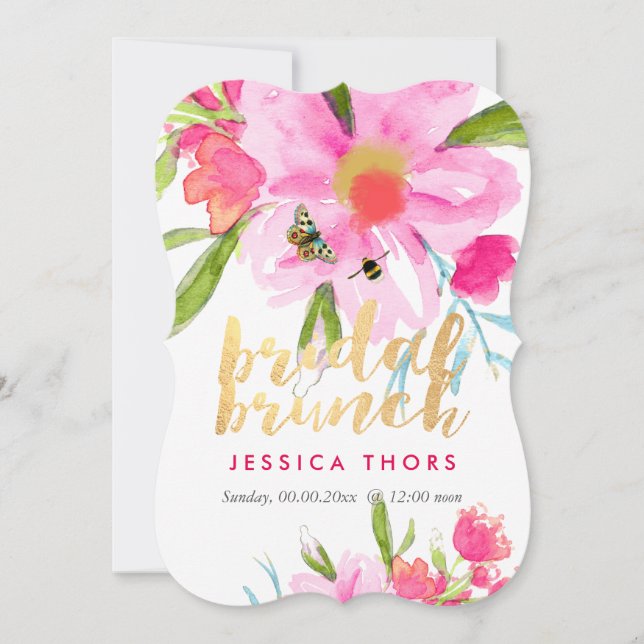 Invitación Brunch nupcial de PixDezines/Flor de mayo/Bckgrado (Anverso)