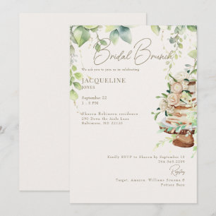 Invitación Brunch nupcial de tarta botánica crema