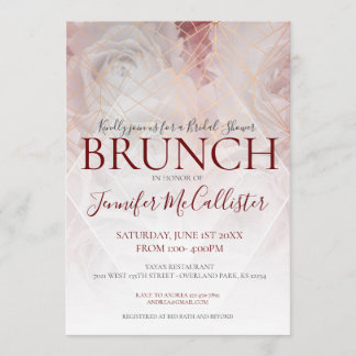 Invitación Brunch nupcial elegante floral geométrico moderno