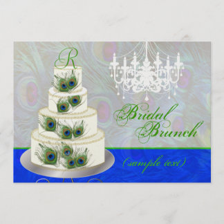 Invitación Brunch nupcial/evento diy/pastel de pavo real