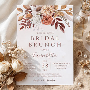 Invitación Brunch Nupcial Floral Boho Otoño Follaje
