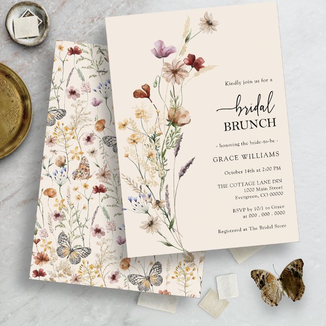 Invitación Brunch nupcial floral de acuarela (Subido por el creador)