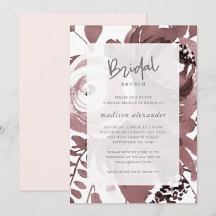 Invitación Brunch nupcial floral de Rubor del color color de