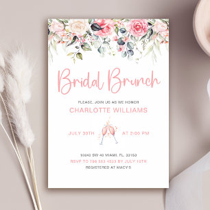 Invitación Brunch Nupcial Floral Rosa Rubor