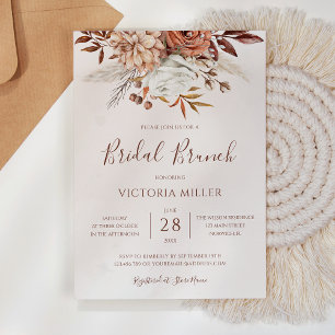Invitación Brunch Nupcial Flores Bohemio Otoño