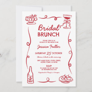 Invitación Brunch nupcial Mano caprichosa Moda francés