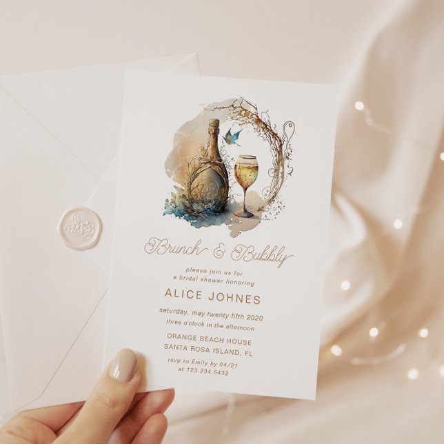 Invitación Brunch nupcial místico elegante acuarela (Subido por el creador)
