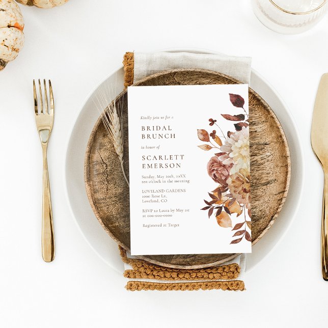 Invitación Brunch Nupcial Otoñal Elegante (Subido por el creador)