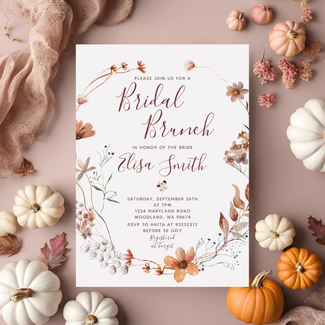 Invitación Brunch nupcial otoño ducha nupcial Boho Wildflower (Subido por el creador)