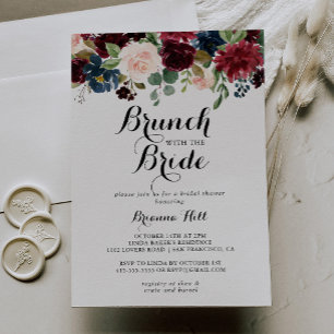 Invitación Brunch otoñal de caligrafía con ducha de novia