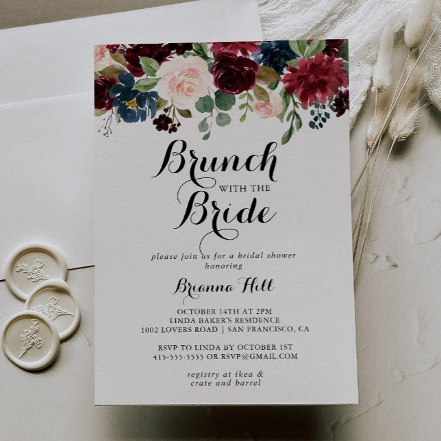 Invitación Brunch otoñal de caligrafía con ducha de novia (Subido por el creador)