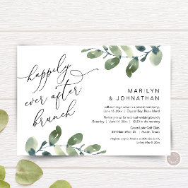 Invitación Brunch Party de Greenery para Boda íntima Felices 