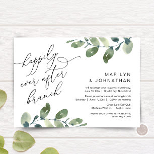 Invitación Brunch Party de Greenery para Boda íntima Felices