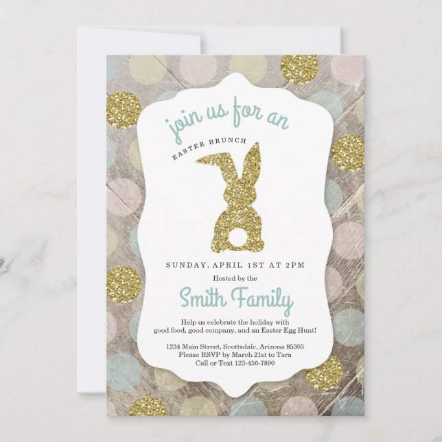 Invitación Brunch personalizado de Pascua/Caza de Huevo de Pa (Anverso)
