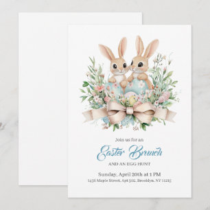 Invitación Brunch Personalizado De Pascua De Bunny Floral En 