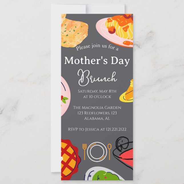 Invitación Brunch personalizado del día de la madre | tema de (Anverso)