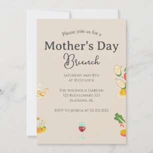 Invitación Brunch personalizado del día de la madre   tema de