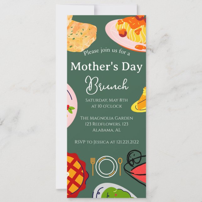 Invitación Brunch personalizado del día de la madre | tema de (Anverso)