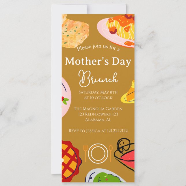 Invitación Brunch personalizado del día de la madre | tema de (Anverso)