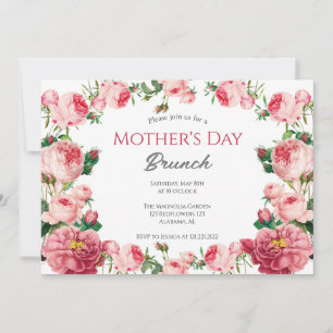 Invitación Brunch personalizado del día de la madre   Tema Fl