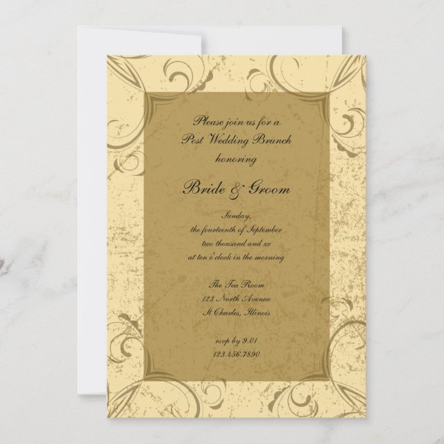 Invitación Brunch post Boda con problemas y elegancia (Anverso)