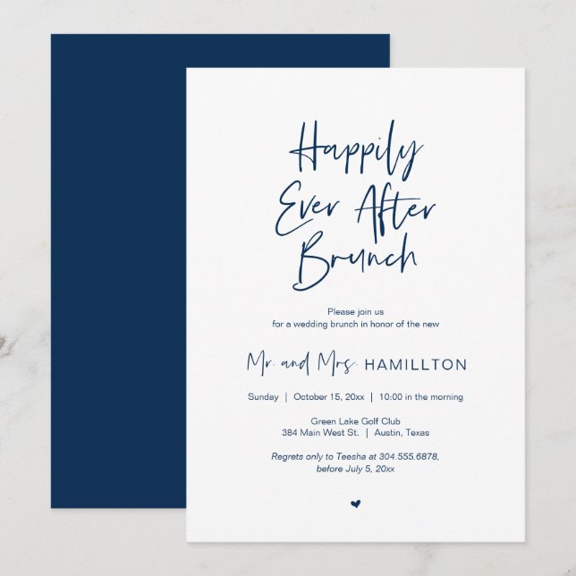 Invitación Brunch Post-boda, Feliz Desde Brunch Inv (Anverso / Reverso)