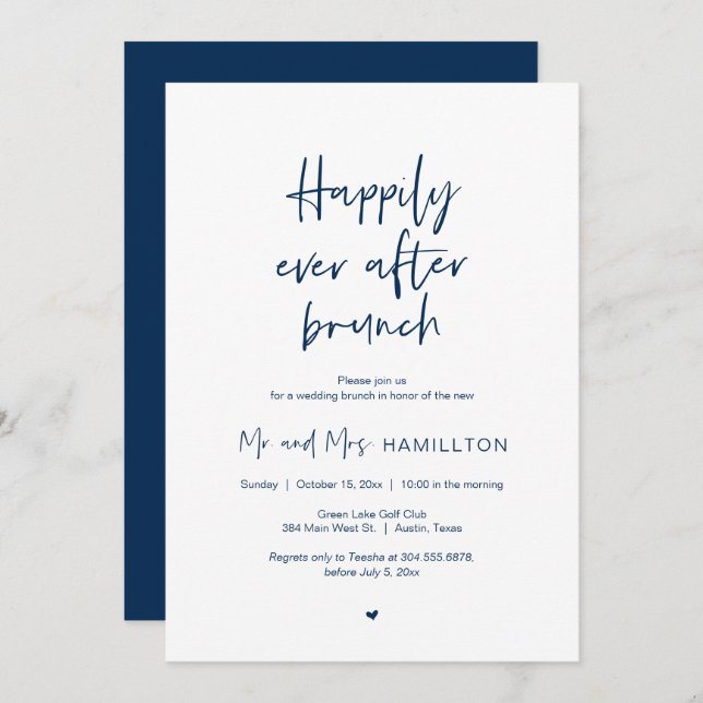 Invitación Brunch post boda, feliz por siempre después de Bru (Anverso / Reverso)