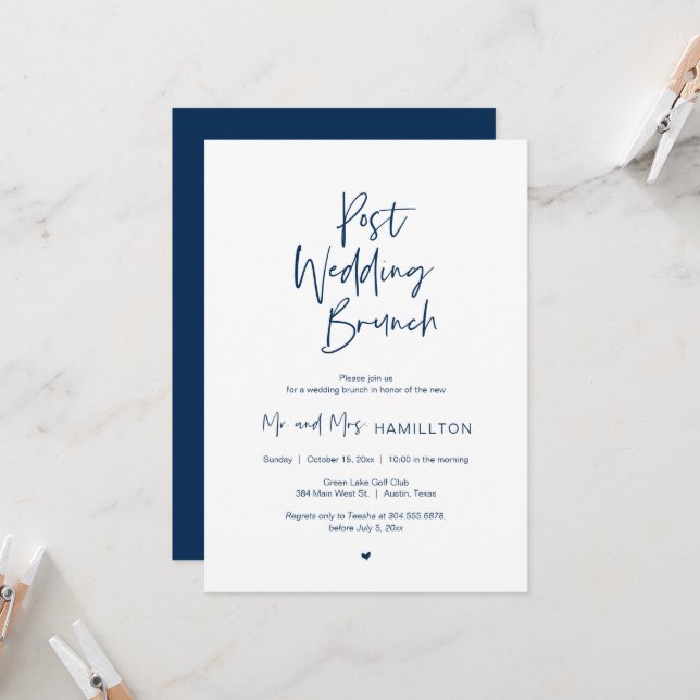 Invitación Brunch Post boda, Minimalista moderno, Inv simple (Anverso/Reverso In Situ)