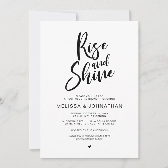 Invitación Brunch post boda, Rise y Shine (Anverso)