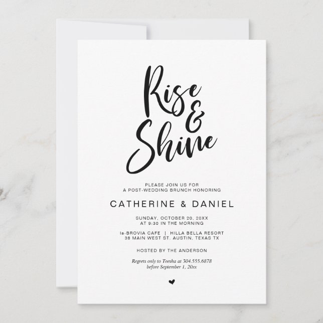Invitación Brunch post boda, Rise y Shine (Anverso)