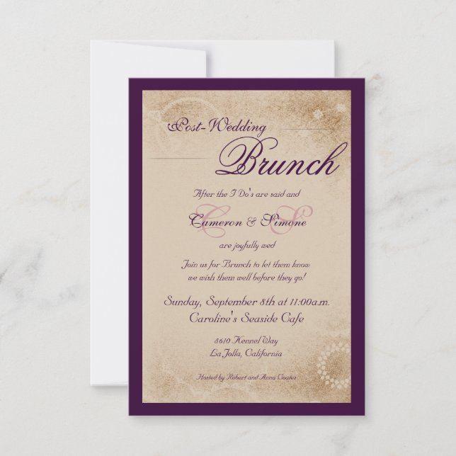 Invitación Brunch post-Boda - Script, morado (Anverso)