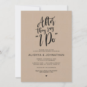 Invitación Brunch postBoda, kraft marrón, guión negro