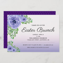 Invitación Brunch Purple Floral de Pascua