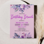 Invitación Brunch Purple Lilac Lavender Violet Birthday Party<br><div class="desc">Se trata de una invitación al brunch de cumpleaños con temática lila morada. El diseño está inspirado en el lilaco púrpura y florido. ducha con flores,  lavanda malva de ciruela púrpura,  flor púrpura,  ideas de ducha de novia</div>