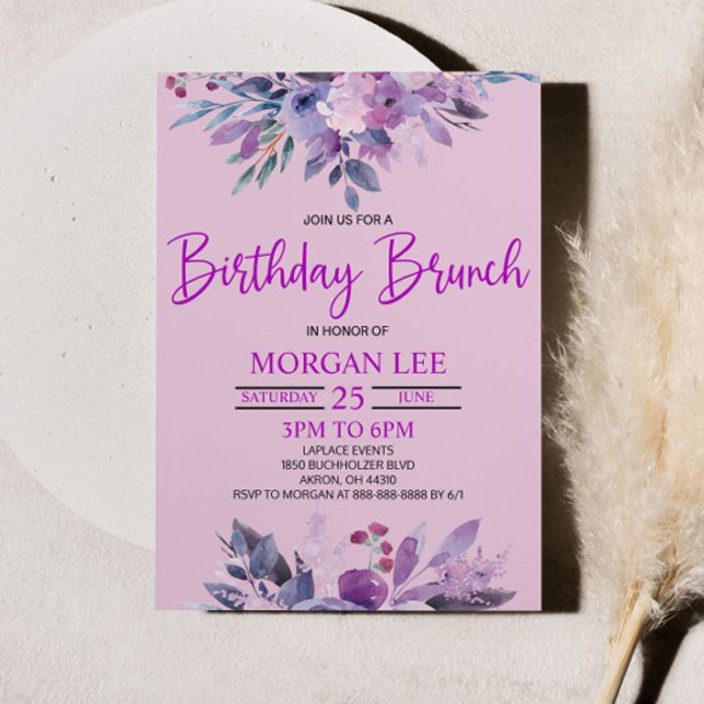 Invitación Brunch Purple Lilac Lavender Violet Birthday Party (Subido por el creador)