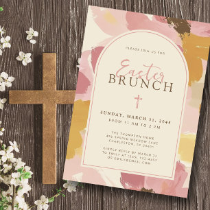 Invitación Brunch religioso de Pascua Floral rosa moderno