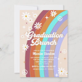 Invitación Brunch retro de graduación en acuarela psicodélico