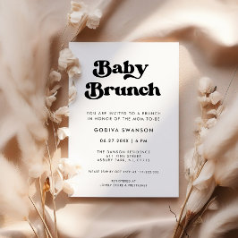 Invitación Brunch retro elegante negro y blanco bebé