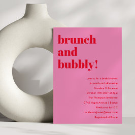 Invitación Brunch Rojo Rojo Negrita Moderno Bubbly Bridal Sho