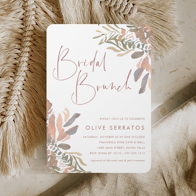 Invitación Brunch Romántico Neutral Boho Floral Bridal Shower (Subido por el creador)