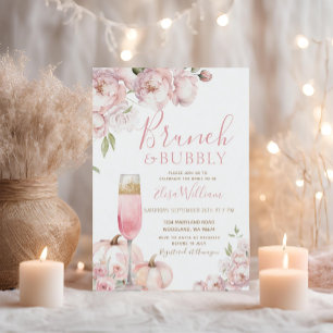 Invitación Brunch rosa de otoño de Rubor y ducha de novias co
