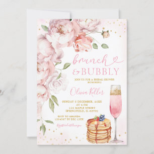Invitación Brunch rosa de vino rosado Bubbly Bridal Shower