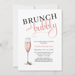 Invitación Brunch rosa divertido y ducha de novia burbujeante