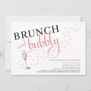 Invitación Brunch rosa divertido y ducha de novia con champán