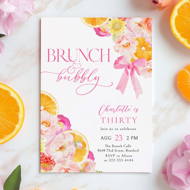 Invitación Brunch rosa naranja y brunch de cumpleaños (Subido por el creador)