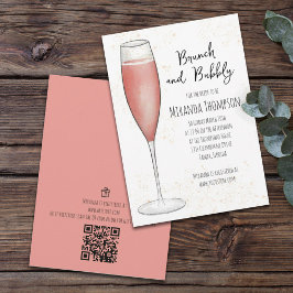Invitación Brunch rosa y champán espumoso ducha de novia Inv