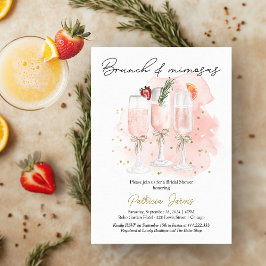 Invitación Brunch rosa y ducha de cócteles con novia Mimosas