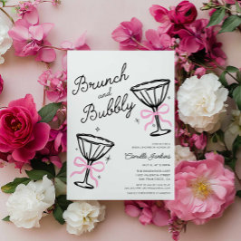 Invitación Brunch rosado y mano blanda a mano blanda