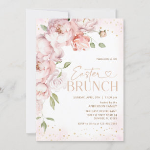 Invitación Brunch Rubor Pink Floral Easter