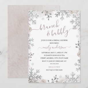 Invitación Brunch Rubor Y Burbuja De Snowflake Silver De Invi